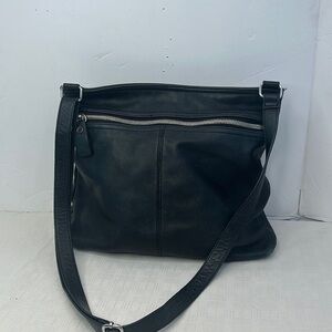 Margot New York Crossbody Adjustable Shoulder Bag Black Leather Purse